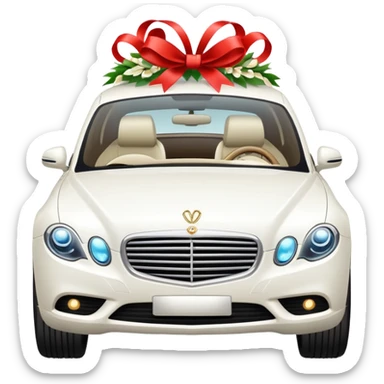 luxury car with wedding decorations, horizontal sticker