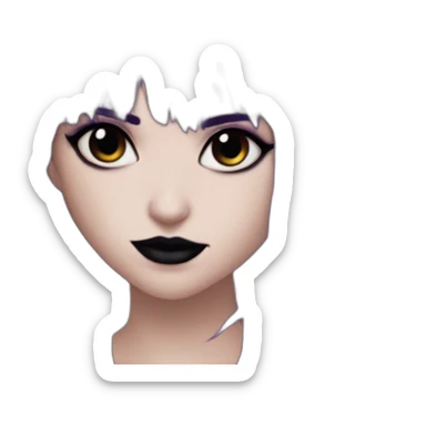 Elissabat-with-bangs-long-hair-dark-purple-and-black-vampire-goth-makeup-pinkeyes sticker