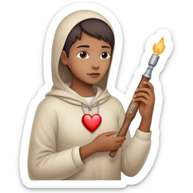 The image shows a person across a fog, a personal journey, emotional tones. In their hands, they carry symbolic tools labeled “Compassion” and “Forgiveness,” suggesting healing after emotional pain-- hearts sticker