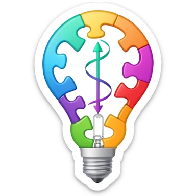 lightbulb with puzzle pieces and upward arrow, creative and modern content strategies sticker