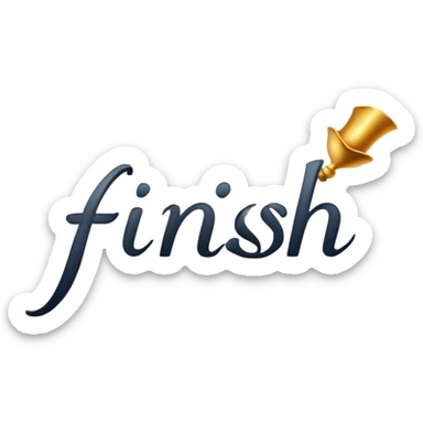 The Word "finish" written in a script sticker