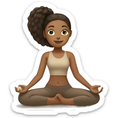 Brunette Girl doing yoga in beige tones  sticker