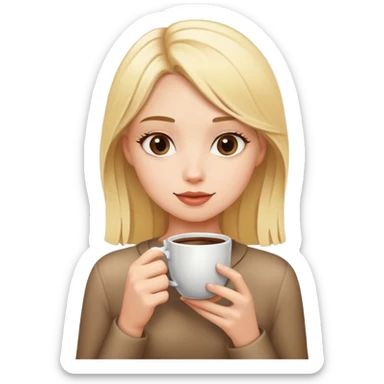 blonde girl with cup of coffee sticker