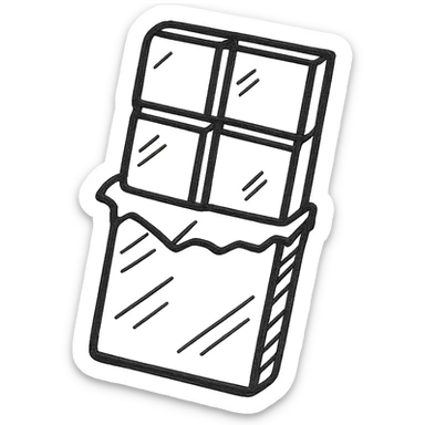 chocolate bar, sketchy, playful hand drawn outline icon sticker
