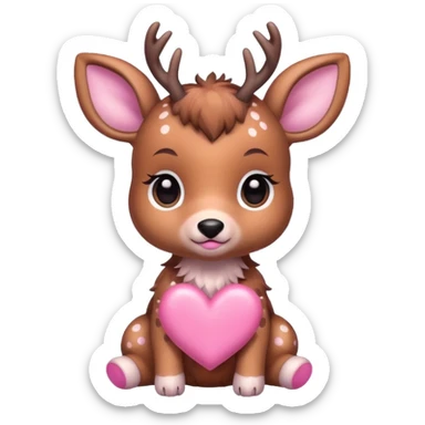 Baby deer with pink hearts  sticker