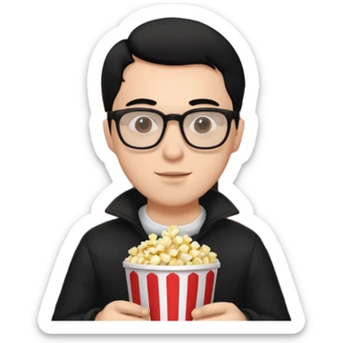 man black hair light skin tone in a movie theater sticker