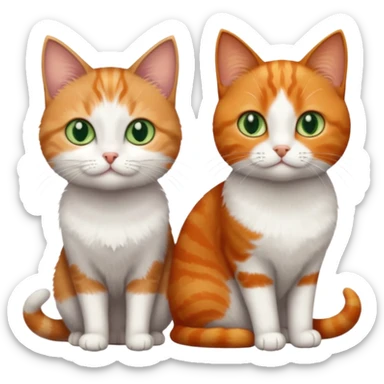 3 tiny different coloured short haired cats including a dark grey and white cat with green eyes,and  a ginger and white with orange eyes and a brown tabby and white with hazel eyes sticker