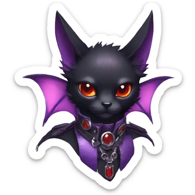 cool edgy black punk purple red ethereal fantasy nargacuga-bat-cat-Fakemon collar harness full body sticker
