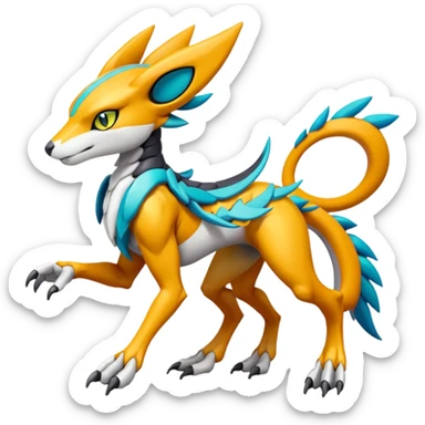 Colorful Meloetta-Wargreymon-Sergal-Pokémon-Digimon-Fakémon-fusion-hybrid-creature sticker