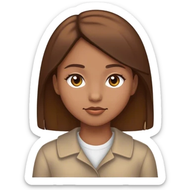 Una chica de piel trigueña clara con cabello castaño y lacio sticker