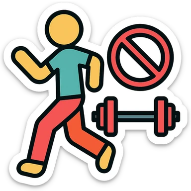 simple modern icon showing a person avoiding leg day, fitness theme sticker