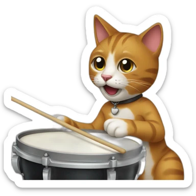 cat playing drums sticker