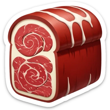 raw beef roast, thick cylinder, deep red, light marbling, thin white fat layer, smooth firm, natural grain, no string, tray, or garnish, soft lighting, transparent background, emoji scale sticker