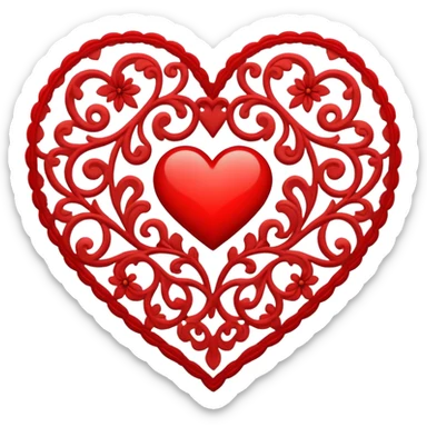 red lace heart sticker