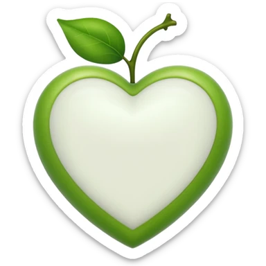 white heart with a vine border inside, apple emoji style sticker