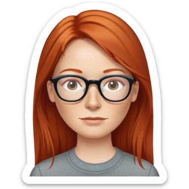 middle age Red head with freckleslong straight hair pale skin wearing glasses sticker