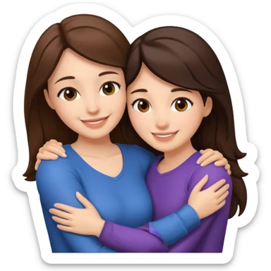 two women lying on top of each other wrapped around each other lying down both brunette  sticker