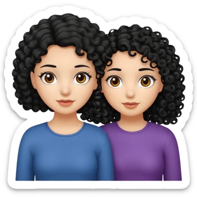 2 girl best friends. One who is black with black hair and dark brown eyes. one who is white with curly dark brown hair and dark brown eyes. sticker