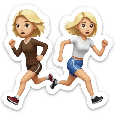 Mean turkey chasing a blonde girl sticker