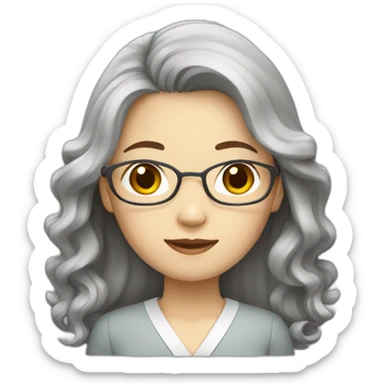 korean french teacher woman with long and wave hair sticker