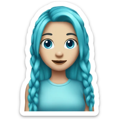 Cyan hair,girl,blue eyes,pigtails,long hair sticker