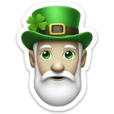 White leprechaun with a four leaf clover sticker