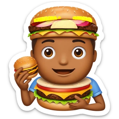 pleading emoji holding burger sticker