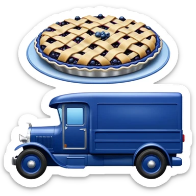 shiny crushed-dark-blue crystal body frozen blueberry pie 1912 antique long-wheelbase cab over durable trails low rider moving truck  sticker