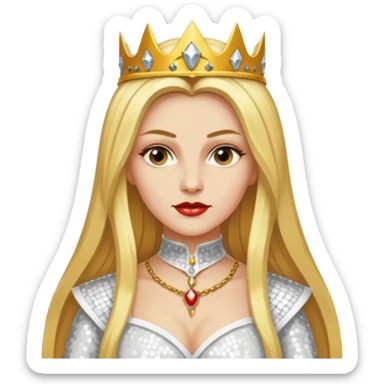 Katharina Siegel, Mistress of Vlad Tepes with long golden blonde hair, white sequin outfit sticker