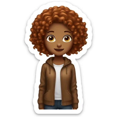 Caramel skinned girl with long dark red Curly hair sticker
