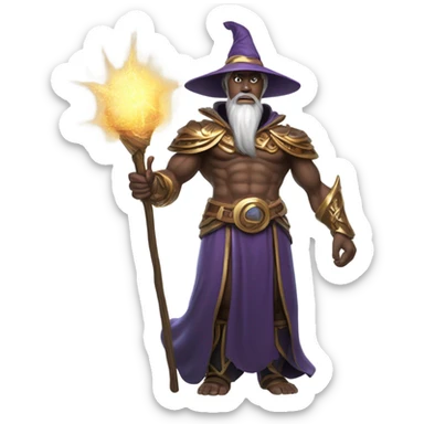 Magnificent wizard fighting a giant sticker