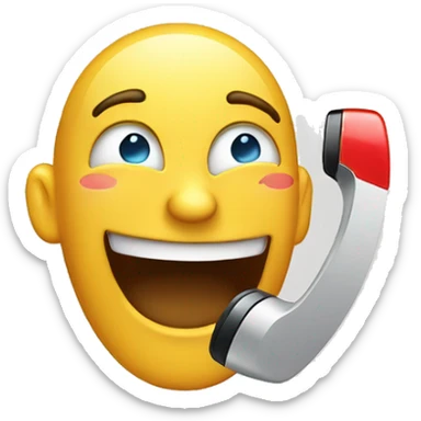 Laughing emoji with tears calling a phone aka. being on the phone talking with someone sticker