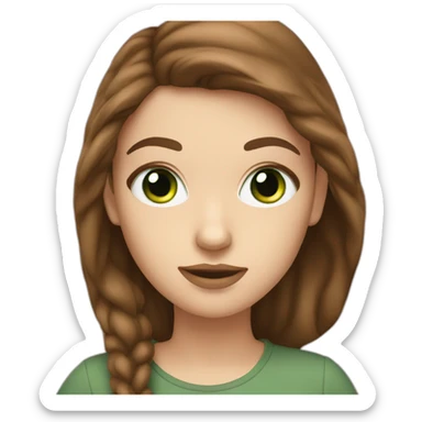 white girl with brown hair and green eyes scrolling phone sticker
