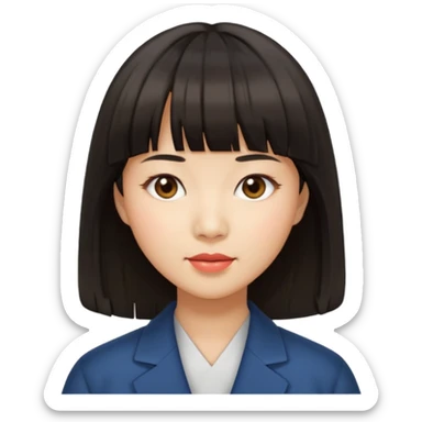 동양인 중간머리길이 앞머리있는 여성 제작 sticker