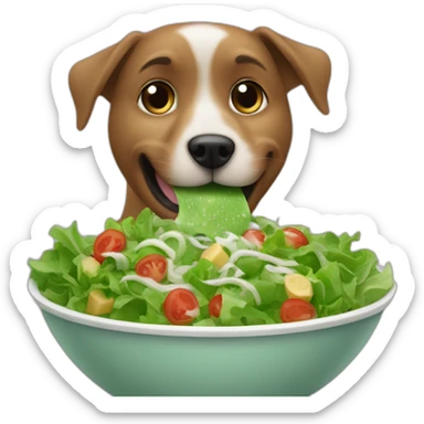 Dog eating Green salade bowl sticker