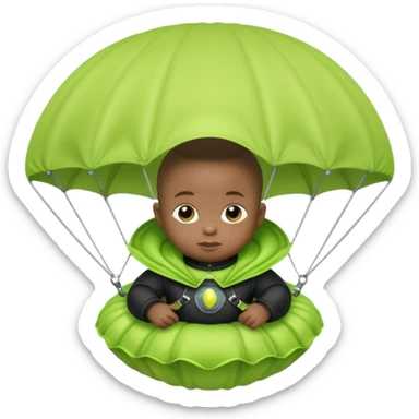 Skydiving black baby with parachute and UFO lime sticker