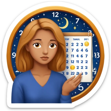 A woman looking at their astrological calendar sticker