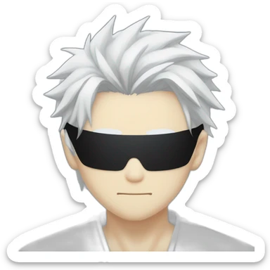 gojo satoru from jujutsu kaisen with white hair and black blindfold in his eyes sticker