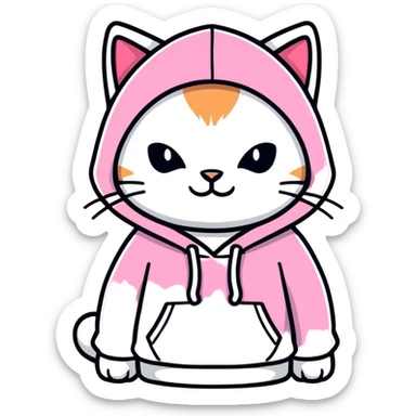 A baddie cat with a pink hoodie  sticker