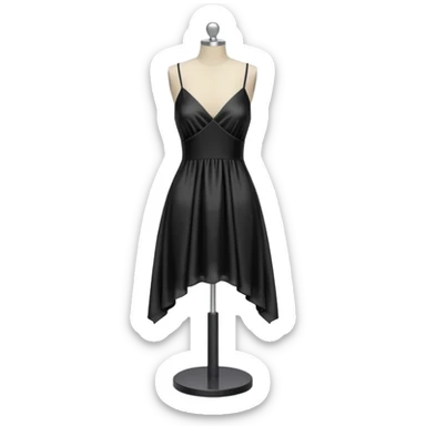 Strappy short black dress made of silk on a headless mannequin  sticker