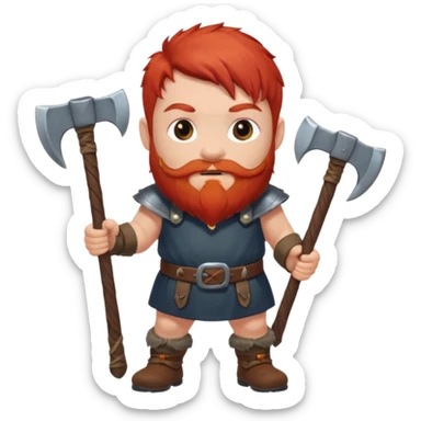 Ein zwerg mit roten Haaren und axt sticker