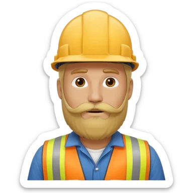 blond man with long beard construction worker sticker