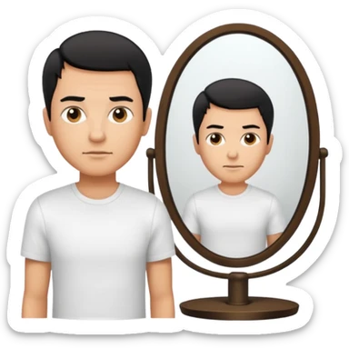 a man stading in front of mirror sticker