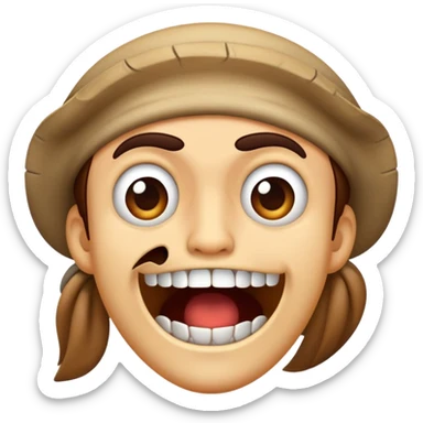 emoji that’s like scared like shiver me timbers and it’s like clenching its teeth but it’s being sarcastic. It’s not actually scared but it’s just pretending because the person that I’m texting looks silly. ￼ sticker