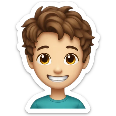 8 years old boy with brown hair and wide smile and loosing a tooth sticker