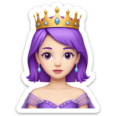 Princesses with Purple Hair in Gown with Tiara sticker