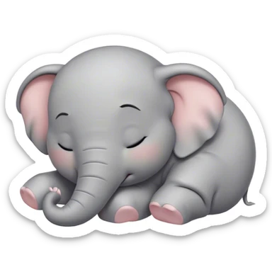 Meme-Worthy Cute Sleeping Elephant Portrait Emoji, Head resting peacefully with a contented smile, showcasing a massive, gentle build and a luxuriously soft gray hide, eyes shut in a serene, restful nap, Simplified yet hilariously adorable features, highly detailed, glowing with a soft, drowsy light, high shine, relaxed and utterly lovable, stylized with an air of playful laziness, bright and heartwarming, soft glowing outline, capturing the essence of a comically sleepy elephant, so meme-worthy it feels like it could instantly become the next viral sensation of adorable slumber! sticker