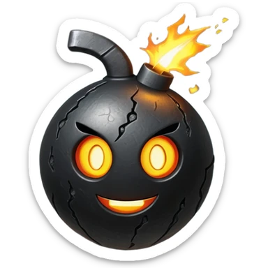 vibrant stylized cartoon bomb with lit fuse emoji, suitable as a sprite for a 2D fruit ninja game sticker