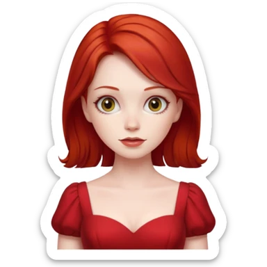 lady in red clothes , ed hair sticker
