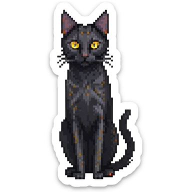 skinny black cat with yellow eyes sticker